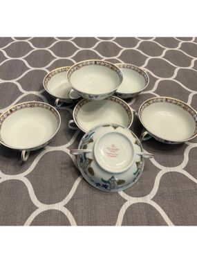 Bundle of 7 HAVILAND LIMOGES FRANCE Impératrice Eugénie Footed Cream Soup Bowls